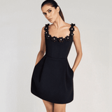 Maravelle Pearl Blossom Mini Dress