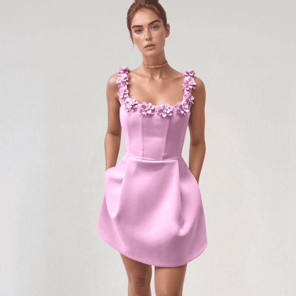 Maravelle Pearl Blossom Mini Dress