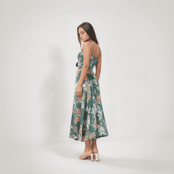 Solivana Bloom Tie-Front Midi Dress