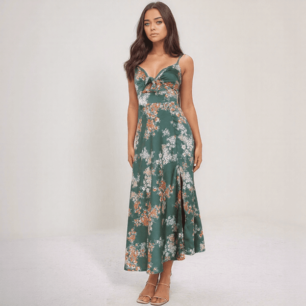 Solivana Bloom Tie-Front Midi Dress